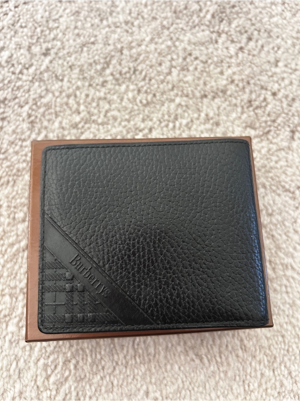 Burberry Black Textured Leather Men's Wallet with Signature Detail